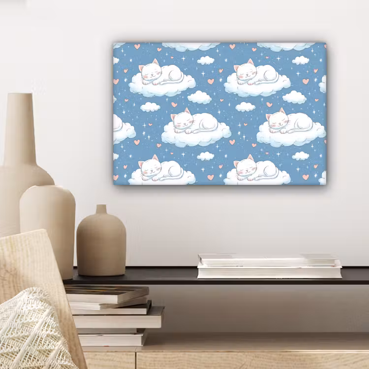 Canvas schilderij - Kitten - Wolken - Blauw — 5