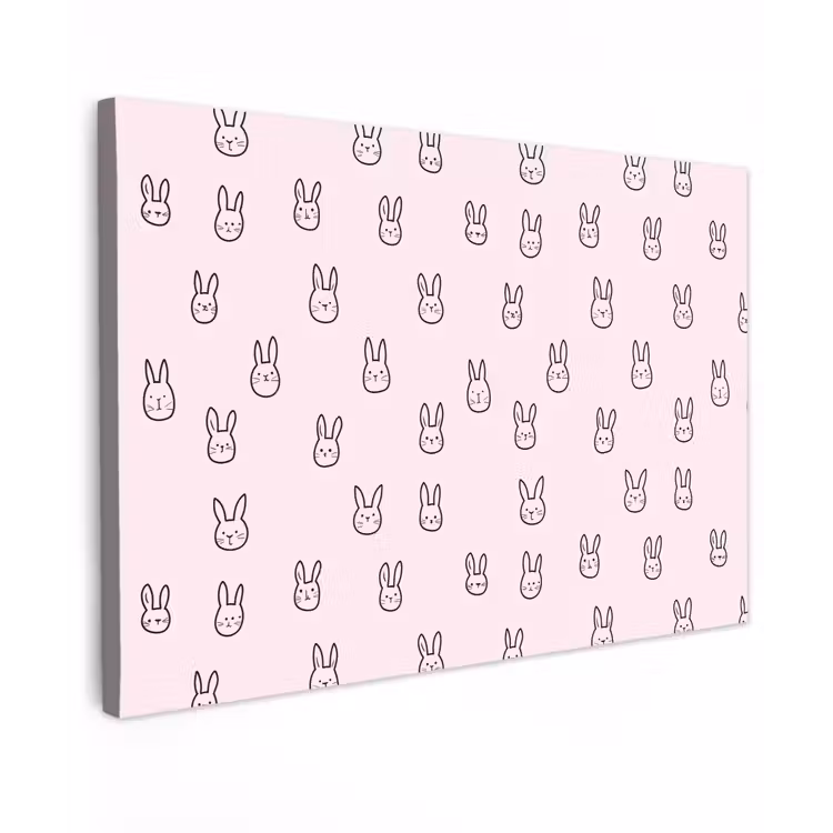 Canvas schilderij - Konijnen - Minimalistisch - Roze — 1