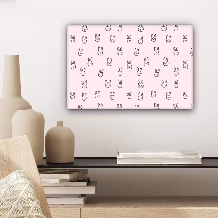 Canvas schilderij - Konijnen - Minimalistisch - Roze — 5
