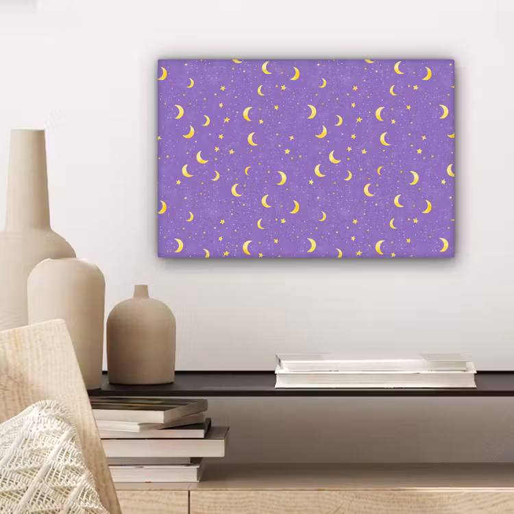 Canvas schilderij - Manen - Sterren - Paars — 5