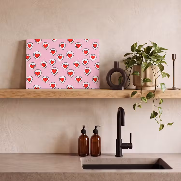 Canvas schilderij - Hartjes - Patroon - Rood — 3
