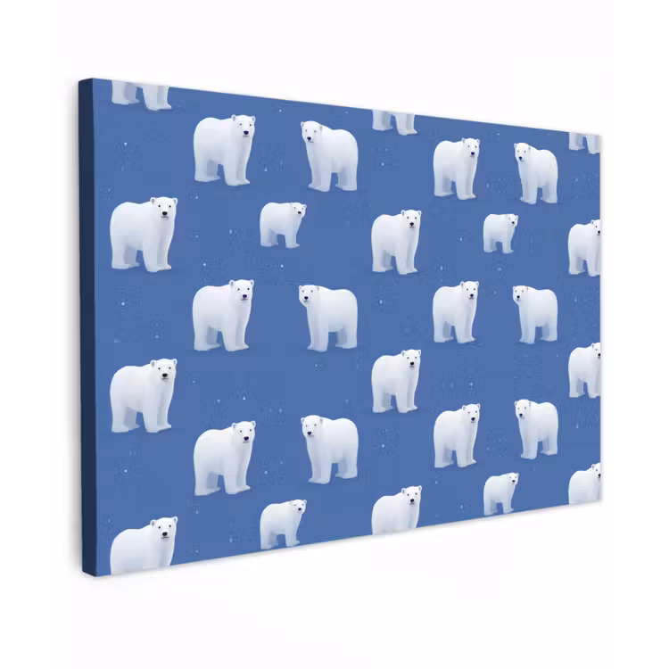 Canvas schilderij - IJsbeer - Patroon - Blauw — 1