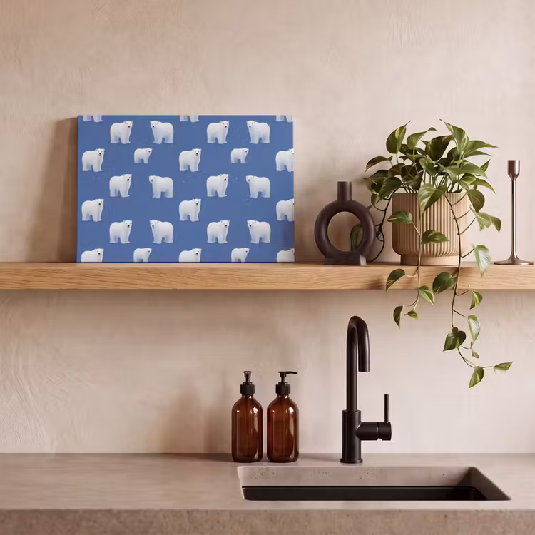 Canvas schilderij - IJsbeer - Patroon - Blauw — 3