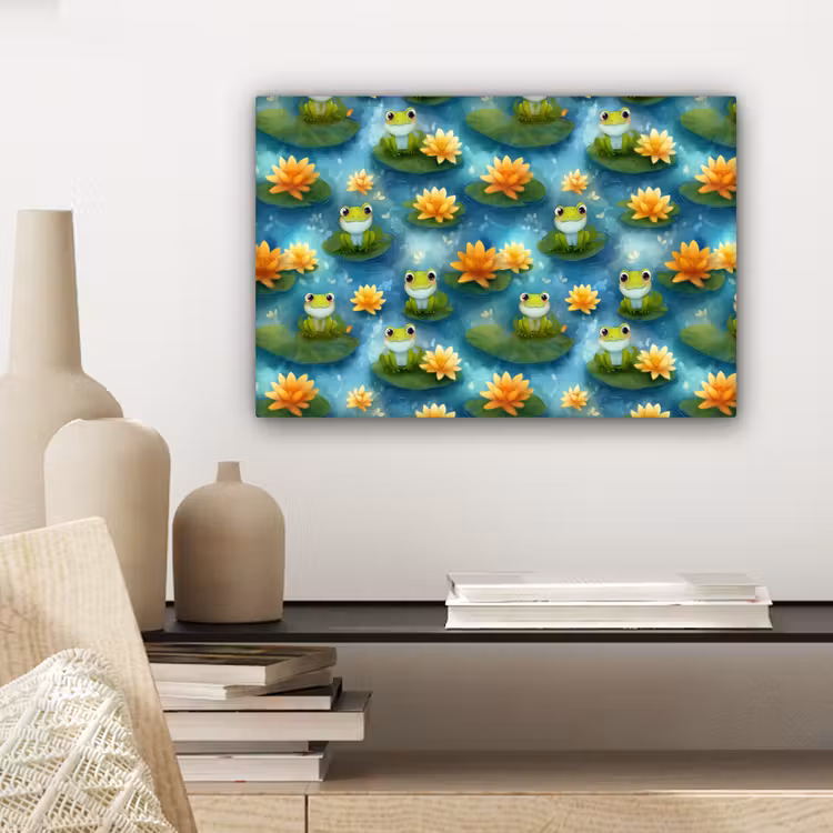 Canvas schilderij - Kikker - Lelies - Groen — 5