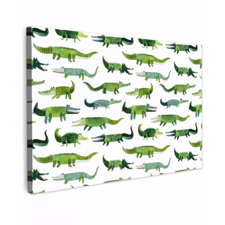 Canvas schilderij - krokodillen - Speels - Groen — 1