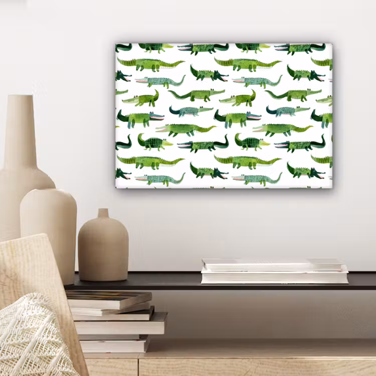 Canvas schilderij - krokodillen - Speels - Groen — 5
