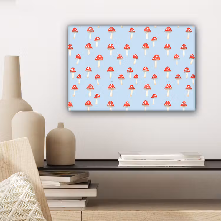 Canvas schilderij - Paddenstoel -Sprookje - Blauw — 5