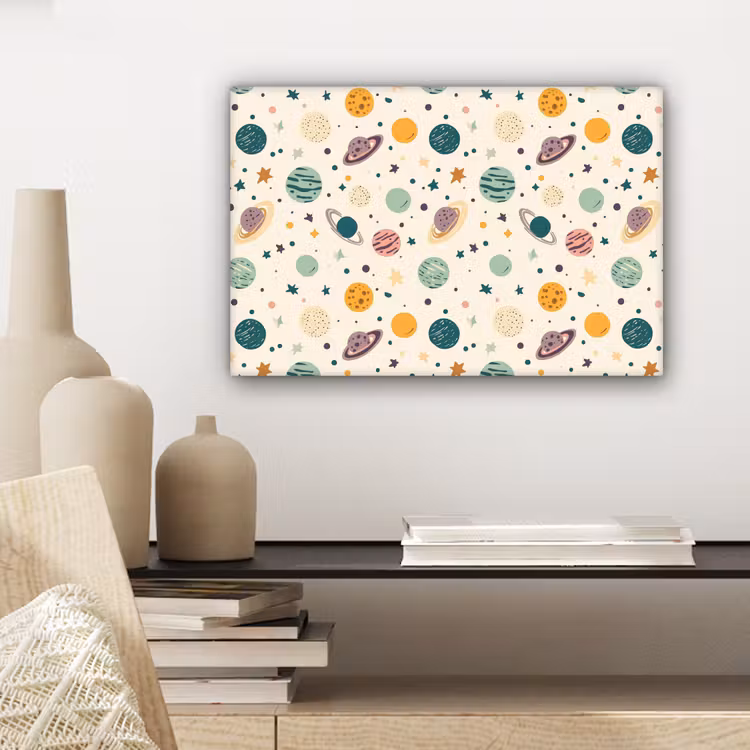 Canvas schilderij - Planeten - Retro - Kleurrijk — 5