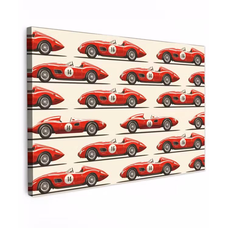 Canvas schilderij - Raceauto - Retro - Rood — 1