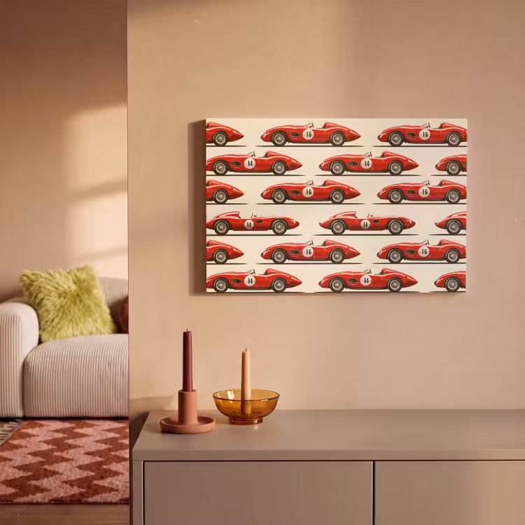 Canvas schilderij - Raceauto - Retro - Rood — 2