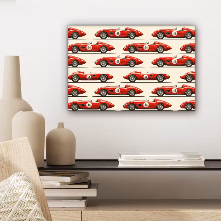 Canvas schilderij - Raceauto - Retro - Rood — 5