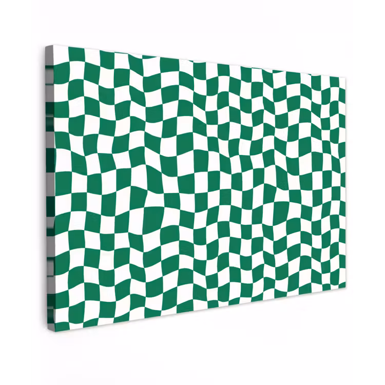 Canvas schilderij - Schaakbord - Golvend - Groen — 1