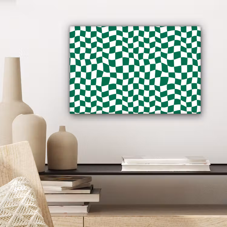 Canvas schilderij - Schaakbord - Golvend - Groen — 5