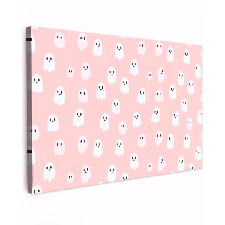 Canvas schilderij - Spookjes - Patroon - Roze — 1