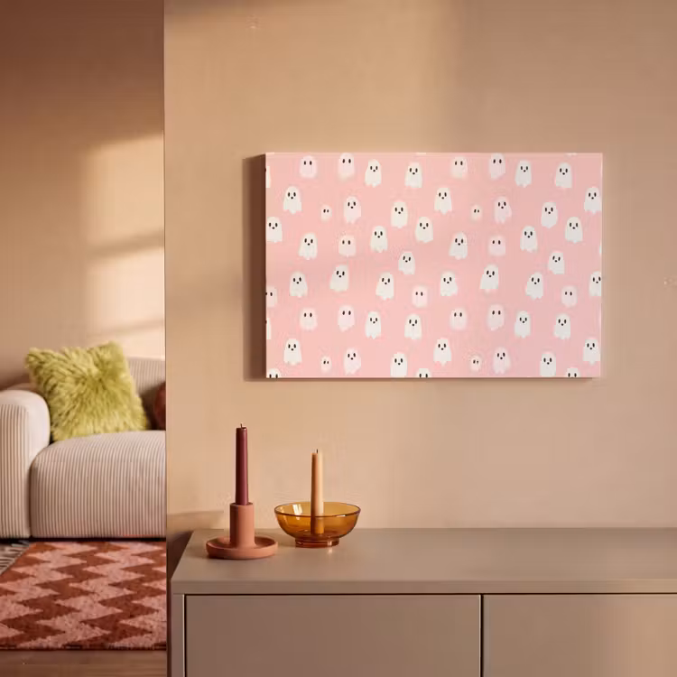 Canvas schilderij - Spookjes - Patroon - Roze — 2
