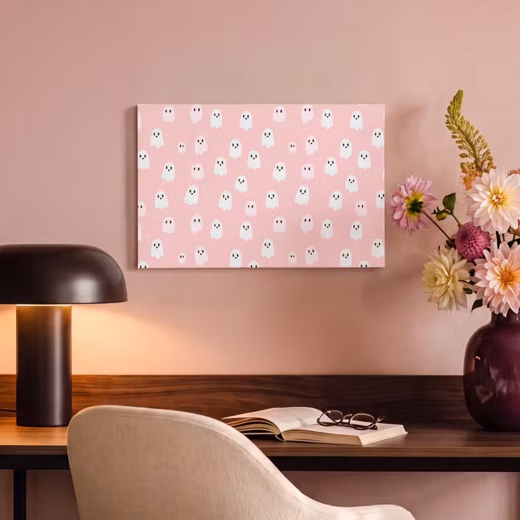 Canvas schilderij - Spookjes - Patroon - Roze — 4