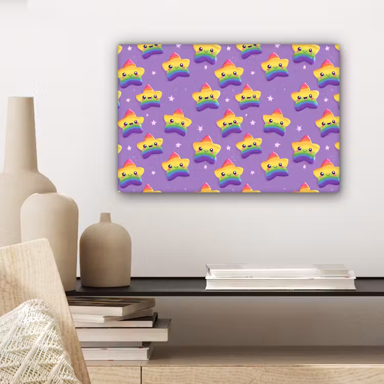 Canvas schilderij - Sterren - Regenboog - Paars — 5