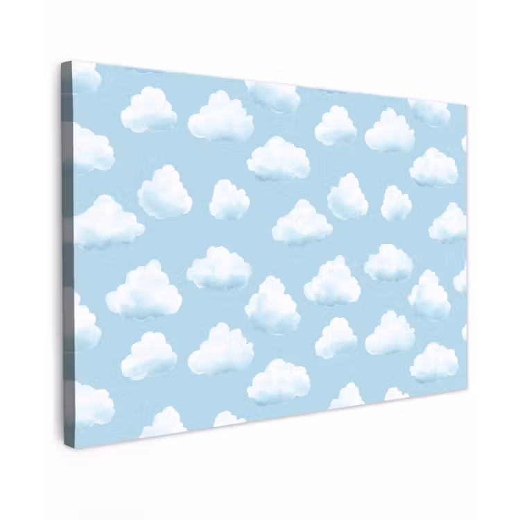 Canvas schilderij - Wolken - Illustratie - Blauw — 1