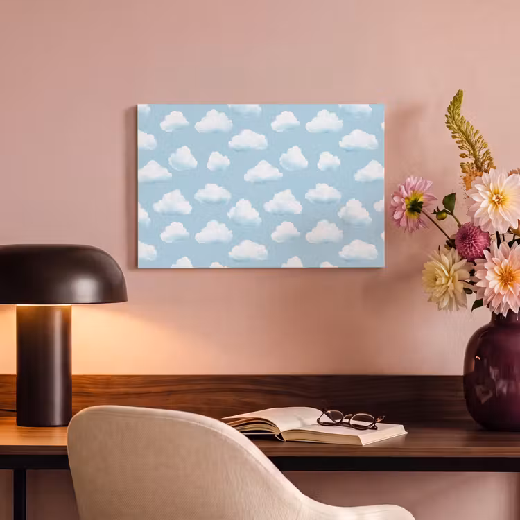 Canvas schilderij - Wolken - Illustratie - Blauw — 4