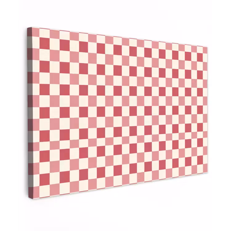 Canvas schilderij - Patroon - Schaak - Roze — 1