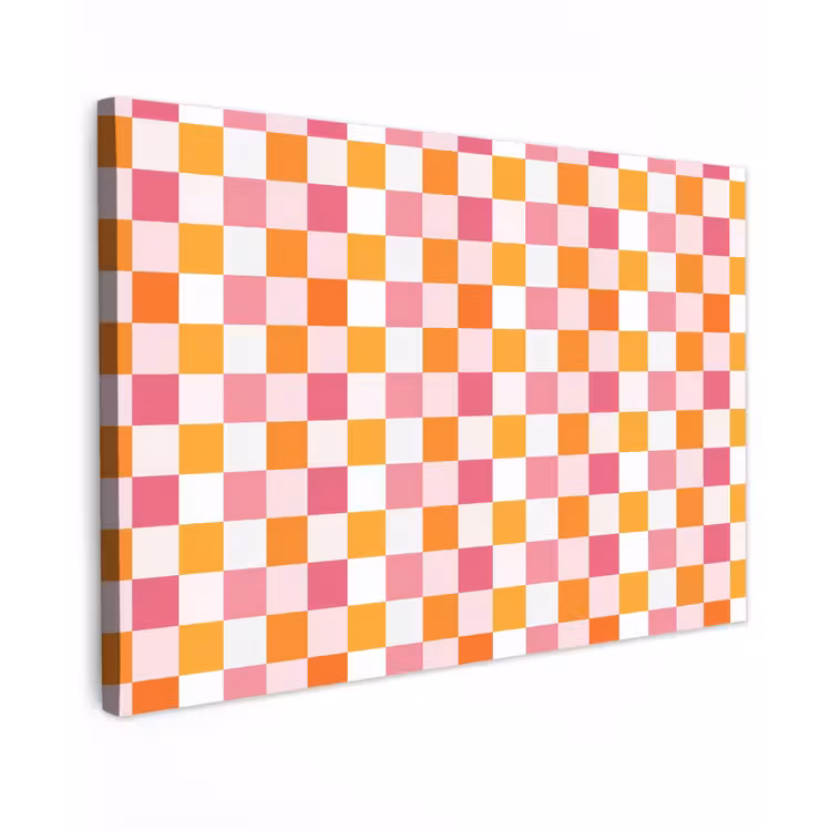 Canvas schilderij - Patroon - Vierkant - Roze — 1