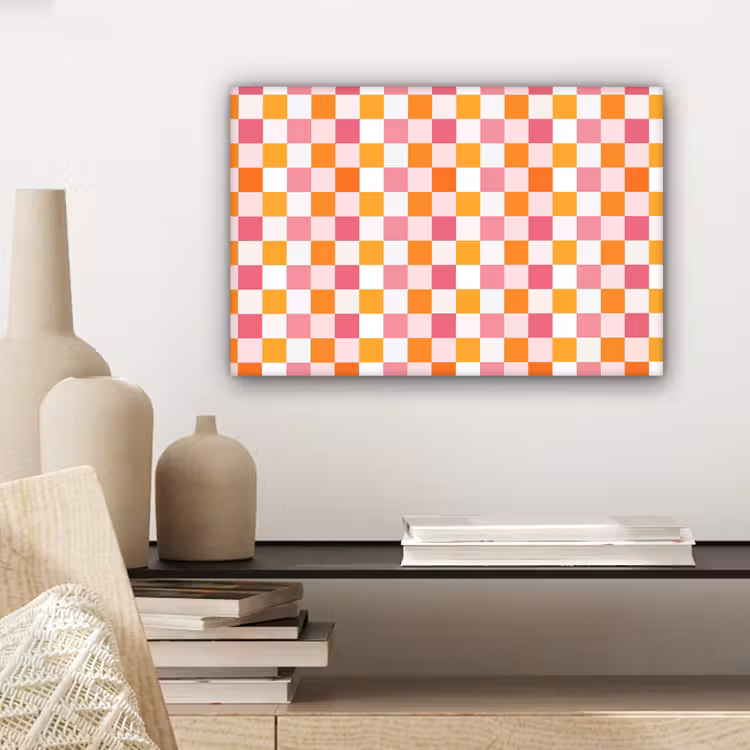 Canvas schilderij - Patroon - Vierkant - Roze — 5