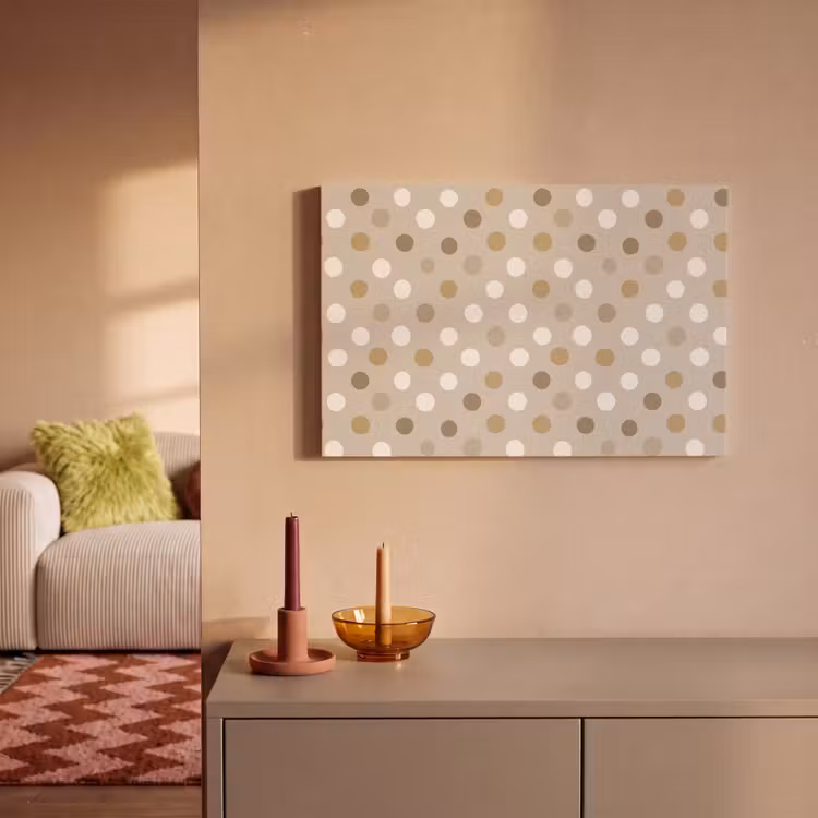 Canvas schilderij - Polka - Dots - Beige — 2