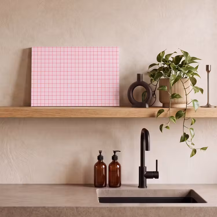 Canvas schilderij - Raster - Patroon - Roze — 3