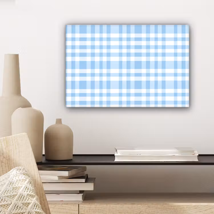 Canvas schilderij - Ruit - Patroon - Blauw — 5