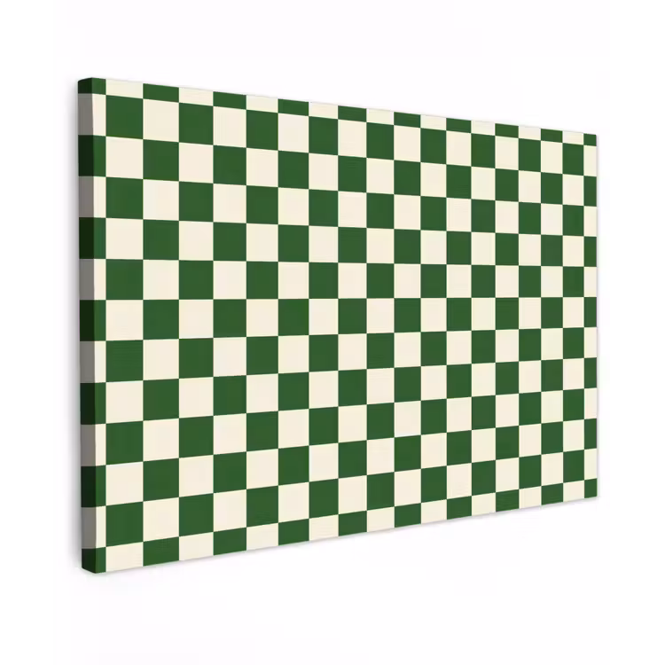 Canvas schilderij - Schaakbord - Patroon - Groen — 1