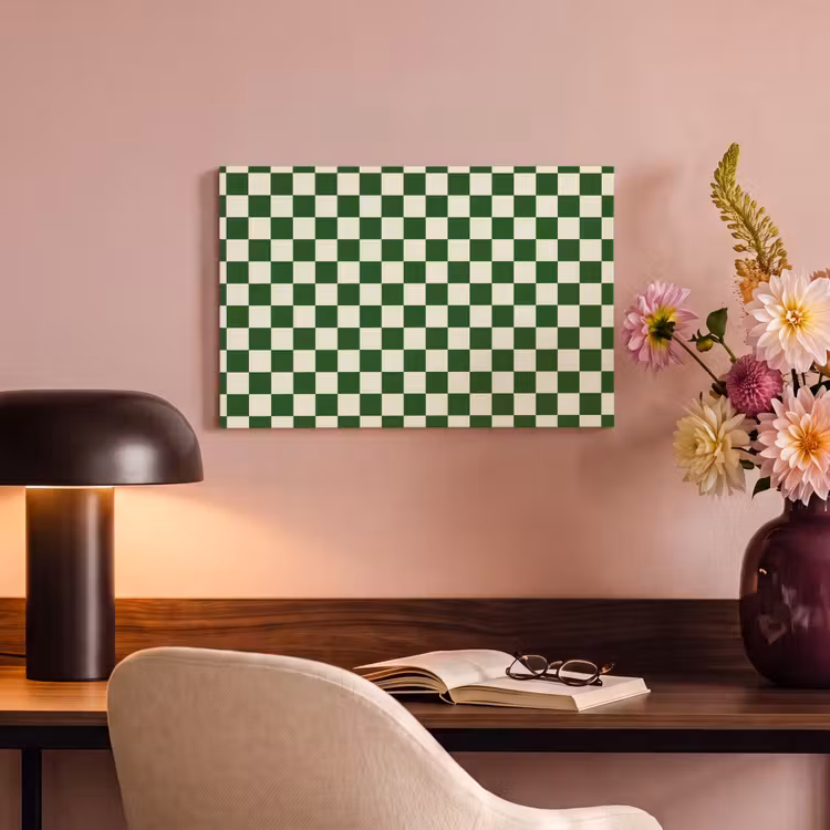 Canvas schilderij - Schaakbord - Patroon - Groen — 4