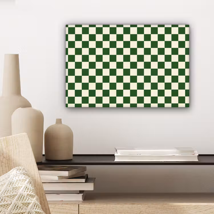 Canvas schilderij - Schaakbord - Patroon - Groen — 5