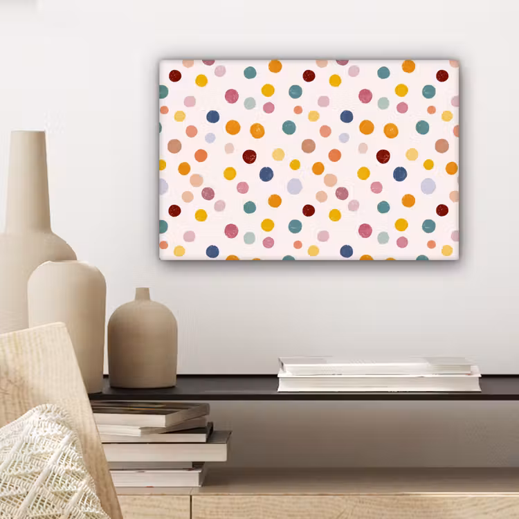 Canvas schilderij - Stippen - Subtiel - Kleurrijk — 5