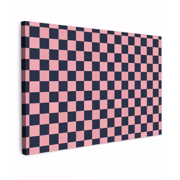 Canvas schilderij - Traditioneel - Patroon - Blauw - Roze — 1