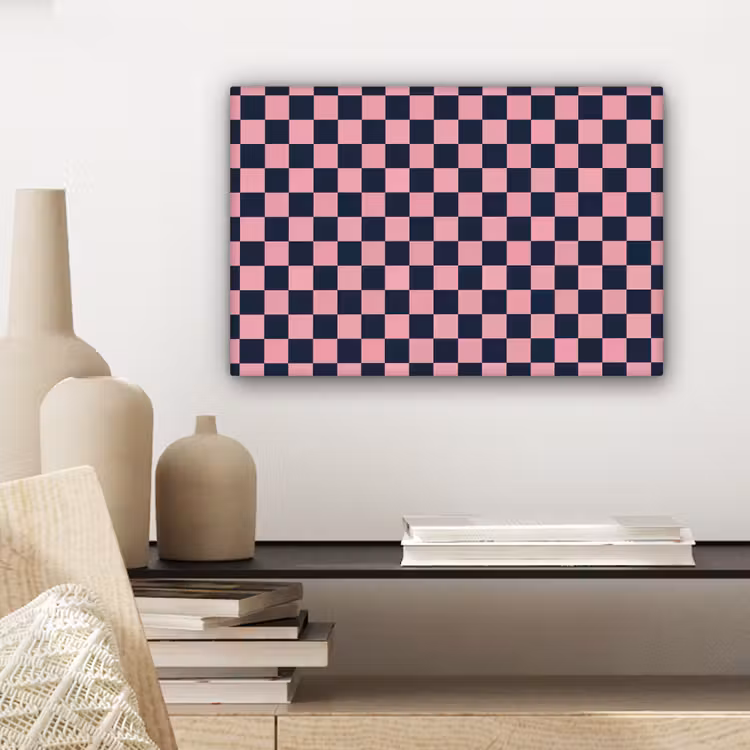 Canvas schilderij - Traditioneel - Patroon - Blauw - Roze — 5