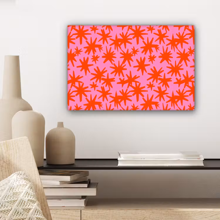 Canvas schilderij - Modern - Sterren - Roze — 5