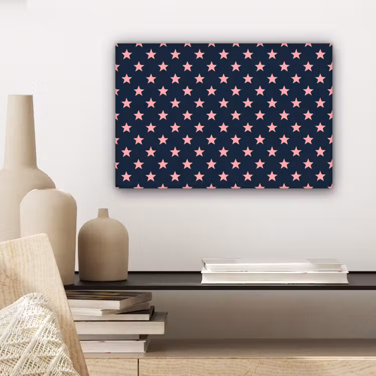 Canvas schilderij - Patroon - Sterren - Roze — 5