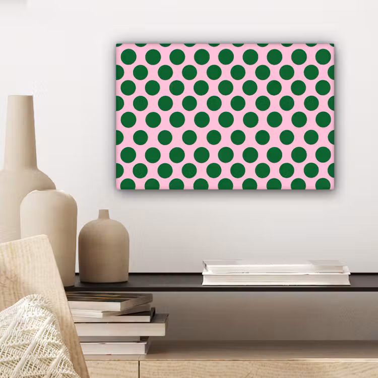 Canvas schilderij - Polkadots - Patroon - Groen — 5