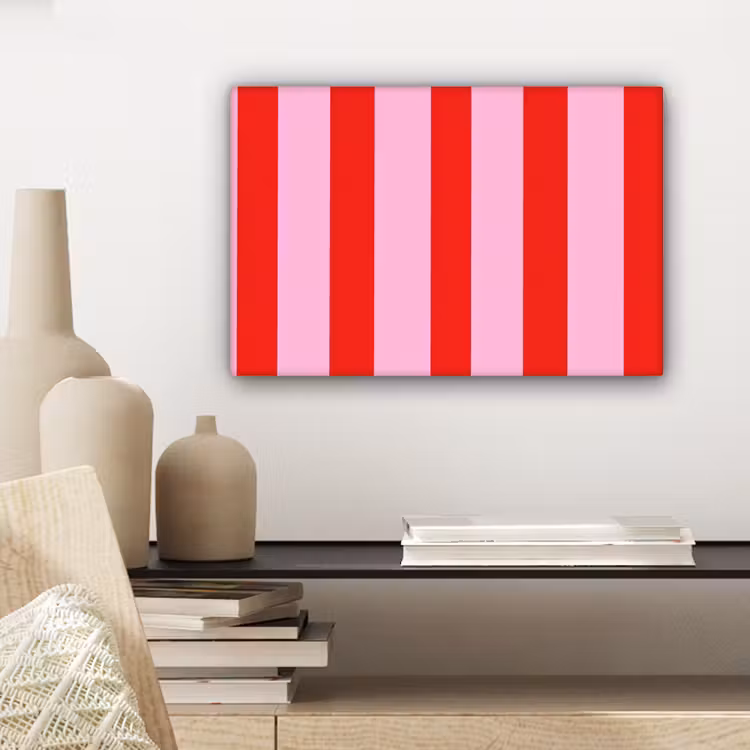 Canvas schilderij - Strepen - Klassiek - Roze — 5