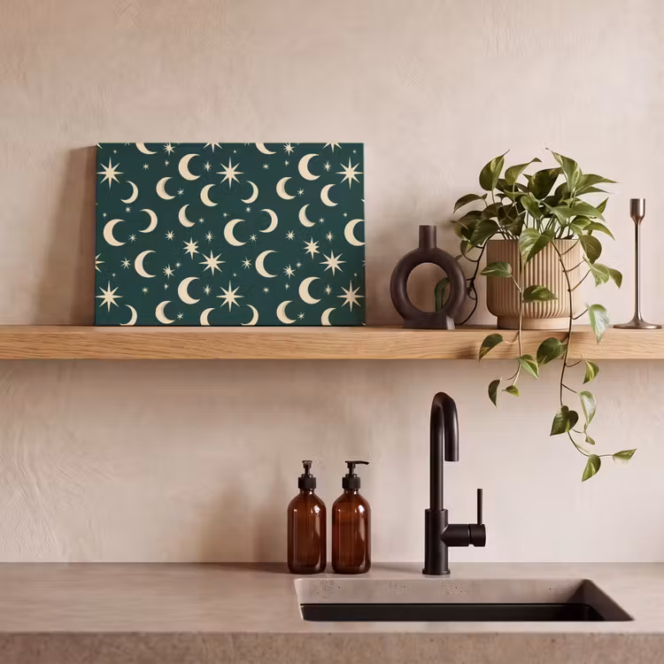 Canvas schilderij - Manen - Sterren - Groen — 3
