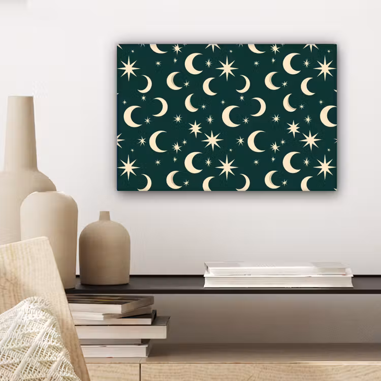 Canvas schilderij - Manen - Sterren - Groen — 5