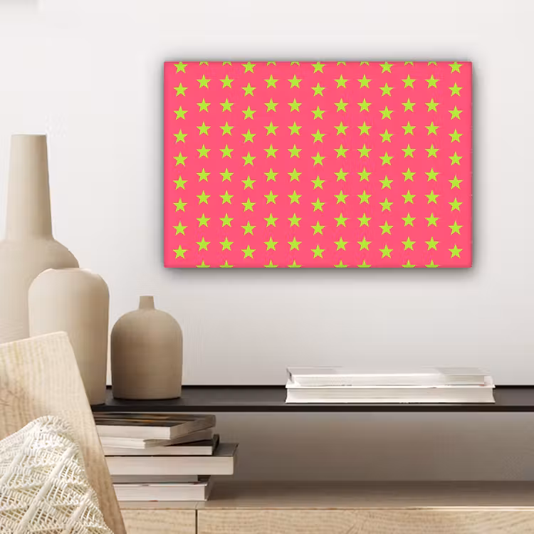 Canvas schilderij - Sterren - Patroon - Roze — 5