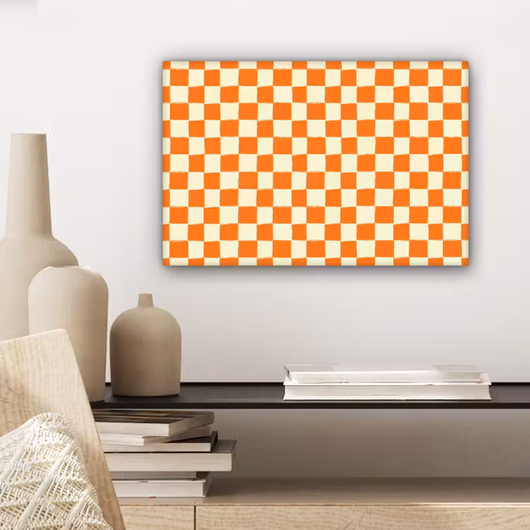 Canvas schilderij - Schaak - Patroon - Oranje — 5