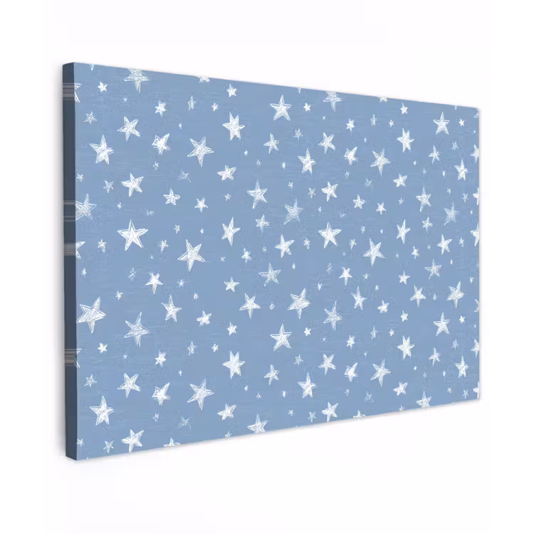Canvas schilderij - Sterretjes - Patroon - Blauw — 1