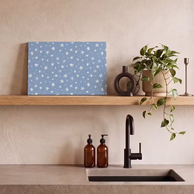 Canvas schilderij - Sterretjes - Patroon - Blauw — 3