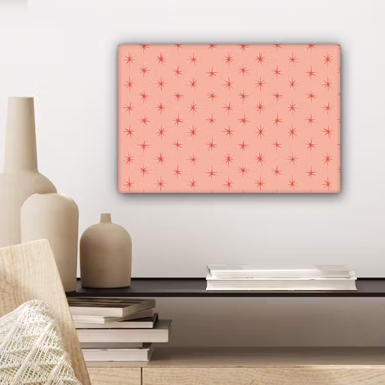 Canvas schilderij - Sterretjes - Patroon - Oranje — 5