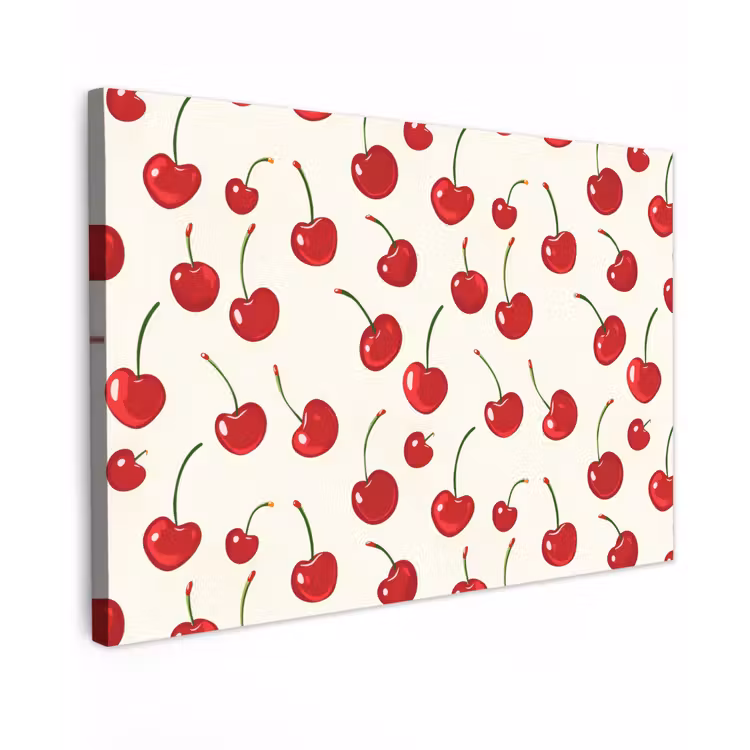 Canvas schilderij - Kersen - Minimalistisch - Rood — 1