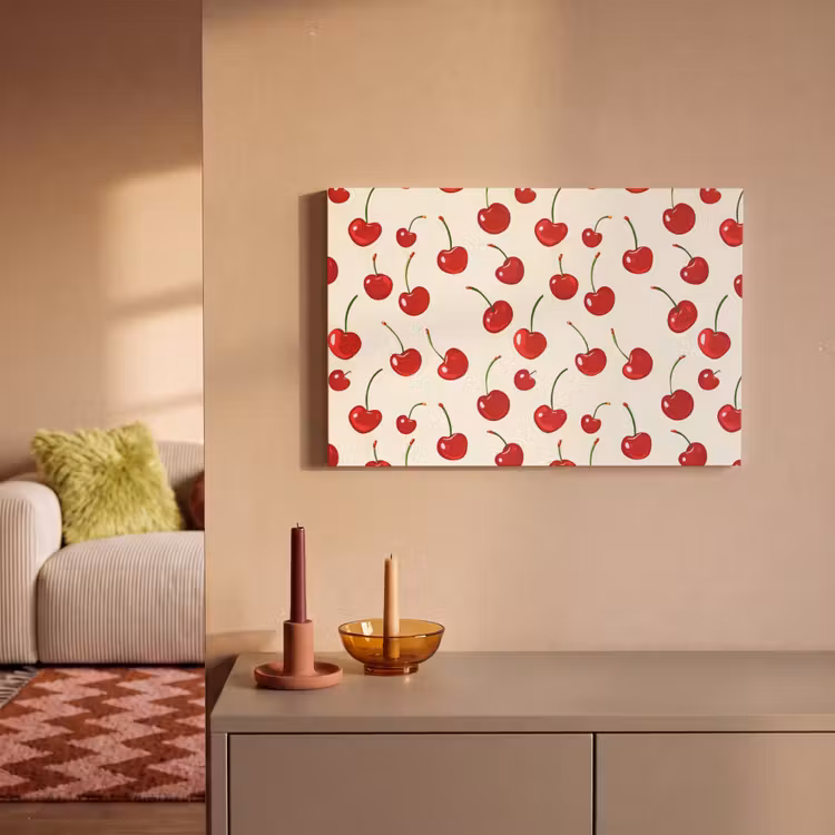 Canvas schilderij - Kersen - Minimalistisch - Rood — 2