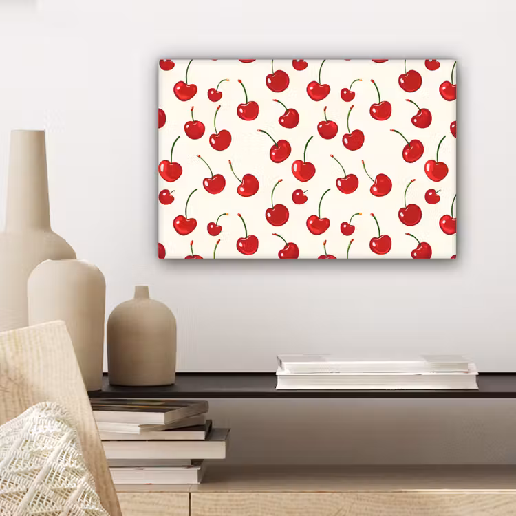 Canvas schilderij - Kersen - Minimalistisch - Rood — 5