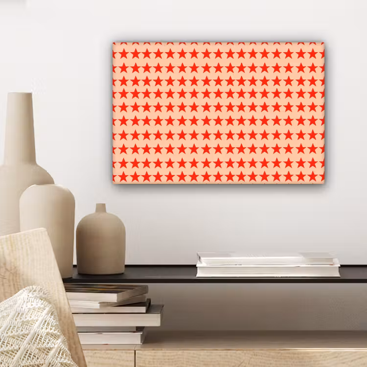 Canvas schilderij - Patroon - Sterren - Rood — 5
